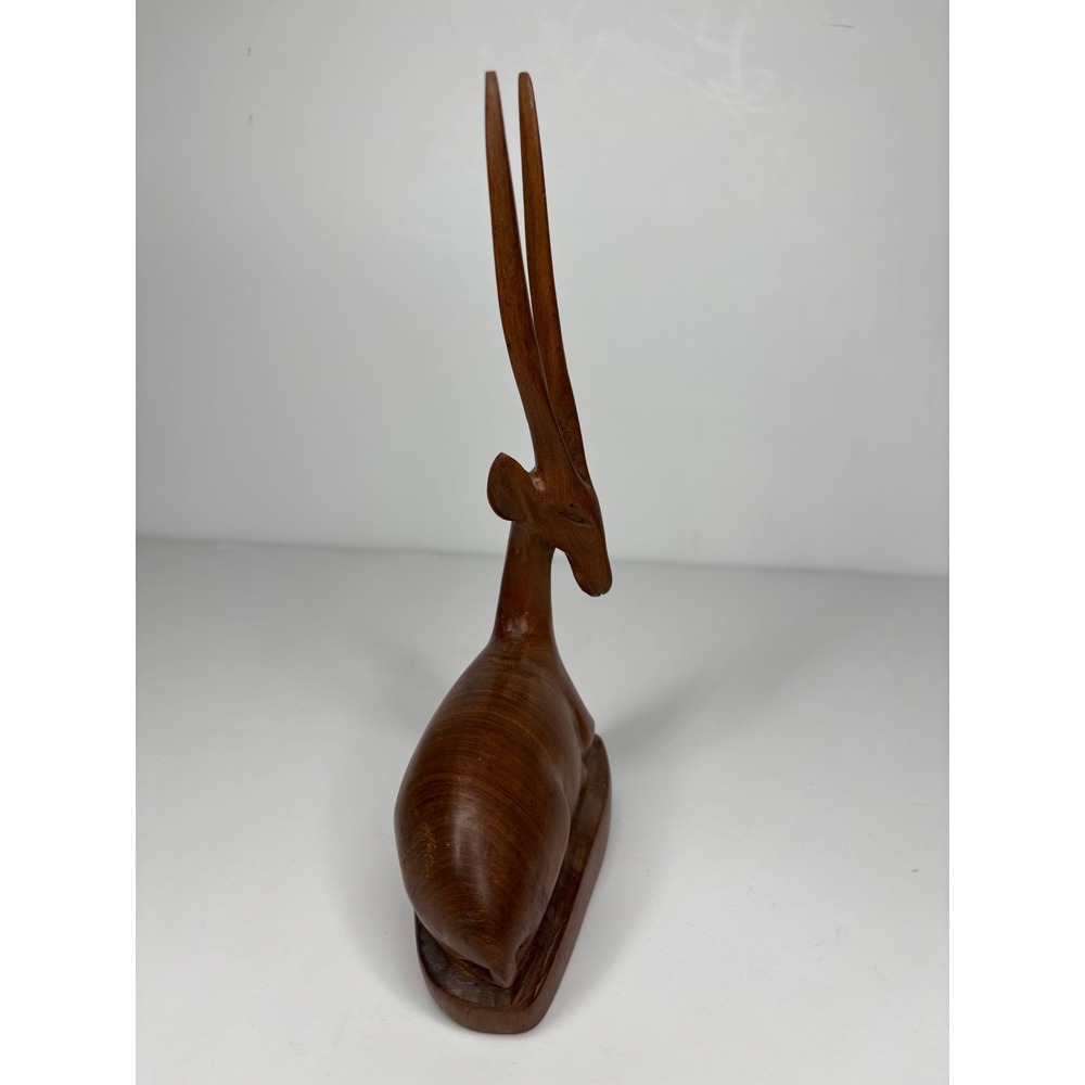 Gazelle Figurines Set of 2 Brown‎ Wood Hand Carved Vintage Pair AS IS - Picture 5 of 16